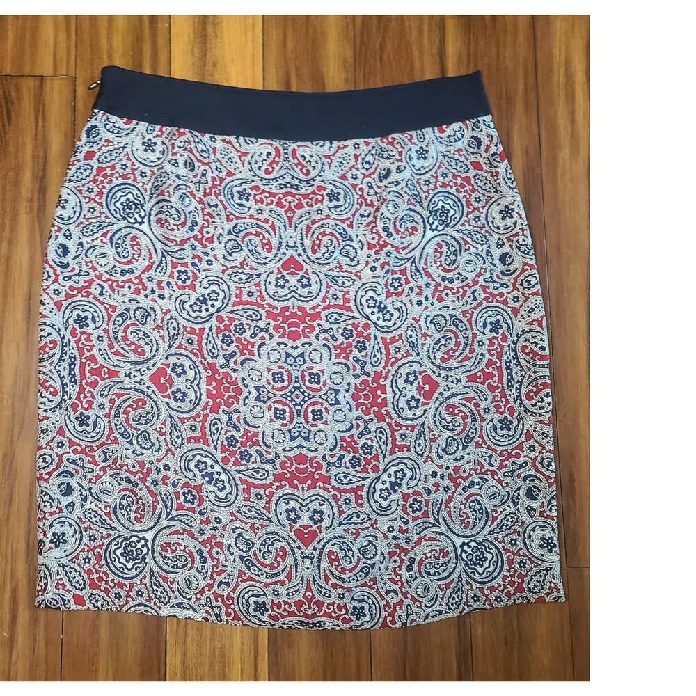 Brooks Brothers red white blue paisley silk skirt - 6 - Picture 2 of 5